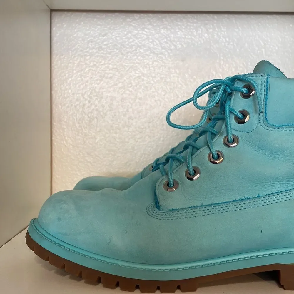 Timberland Light Blue Lace Up Suede Boys Youth Size 6.5 Boots